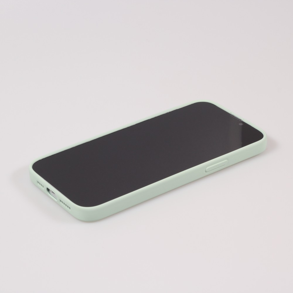 Housse iPhone 15 - Coque en silicone souple avec MagSafe et protection pour caméra - Vert clair
