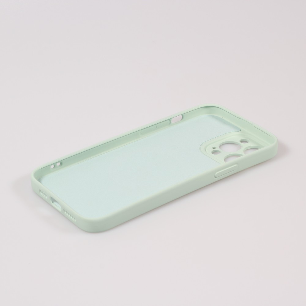 Housse iPhone 15 - Coque en silicone souple avec MagSafe et protection pour caméra - Vert clair