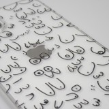 Housse iPhone 13 Pro Max - Cover silicone flexible funny cartoon seins tattoo - Transparent