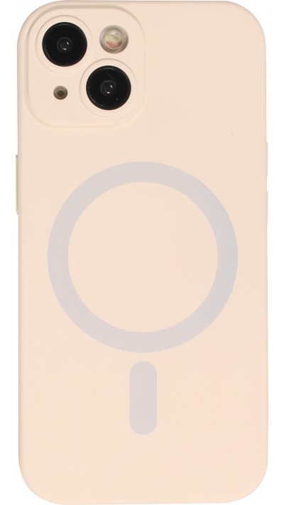 Housse iPhone 15 - Coque en silicone souple avec MagSafe et protection pour caméra - Vanille