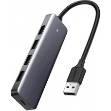 Hub USB Ugreen 4x USB3.2 haute performance transfert rapide 5Gbps avec connecteur d'alimentation micro USB - Gris