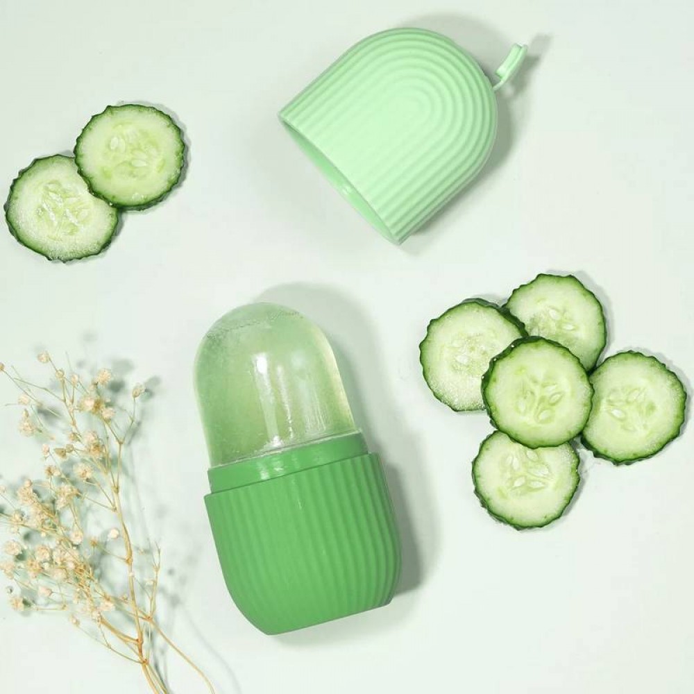Ice face rouleau de massage facial cryothérapie en silicone outil de soin et massage de la peau - Vert