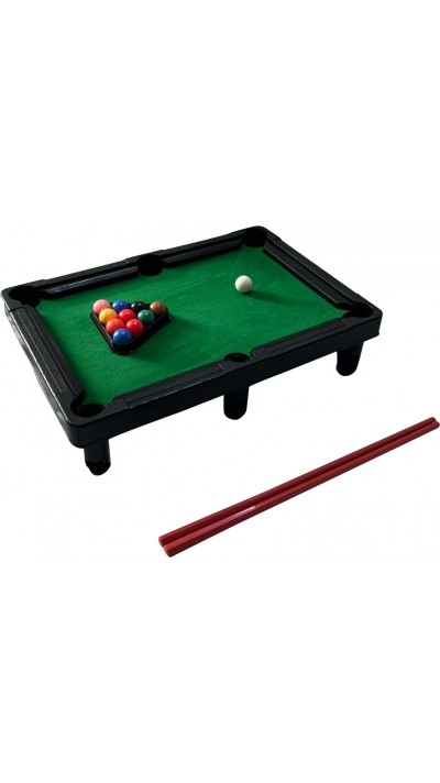 Jeu de billard miniature en plastique pour la maison avec 11 boules et 2 queues de billard