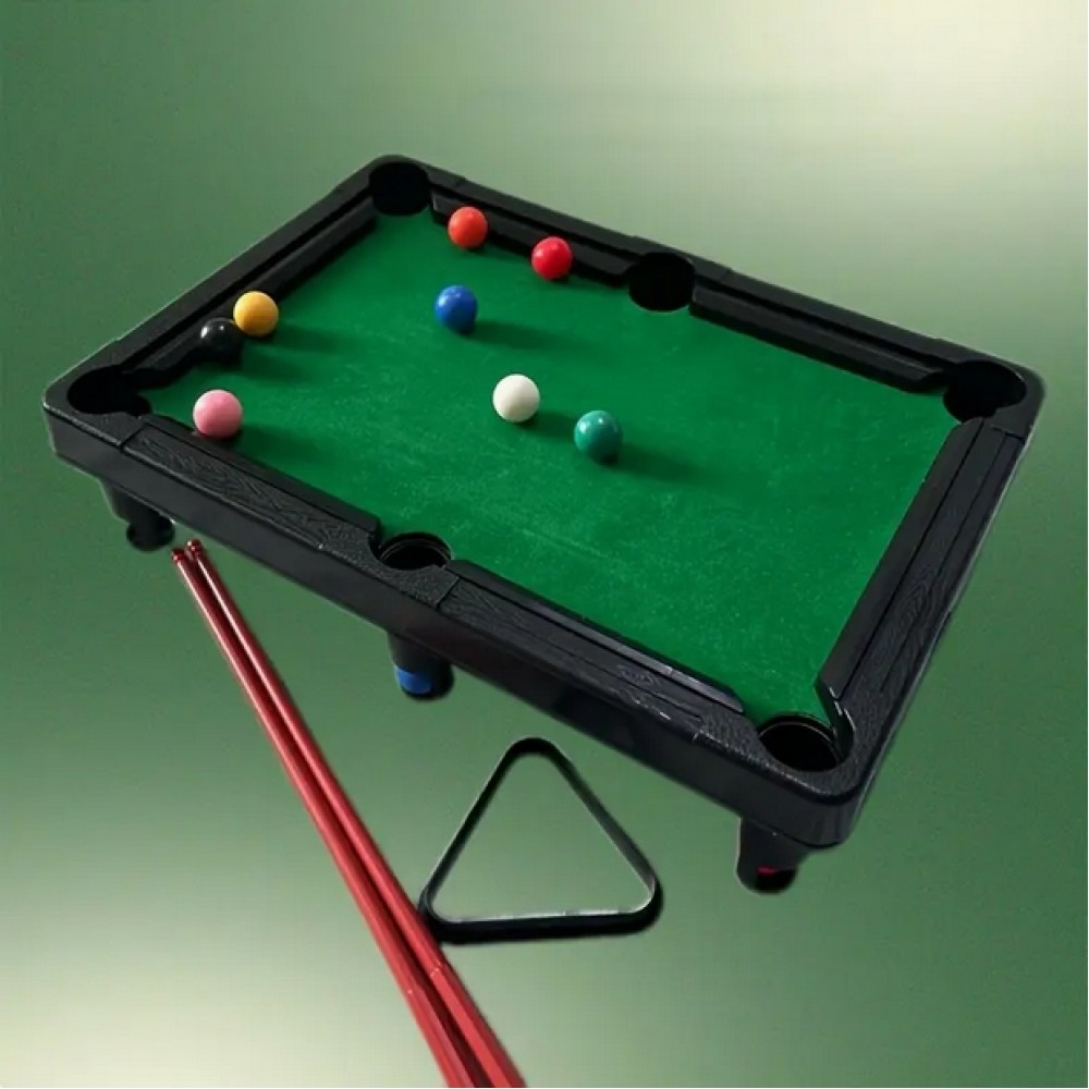Jeu de billard miniature en plastique pour la maison avec 11 boules et 2 queues de billard