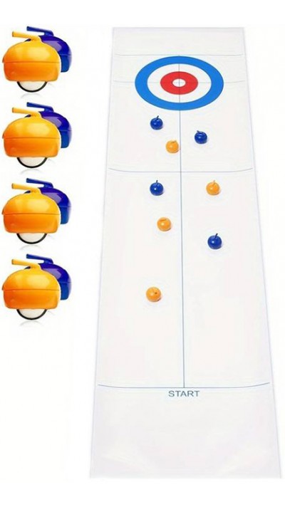 Jeu de curling de table avec 8 pierres (boule de curling) et tapis y compris le House