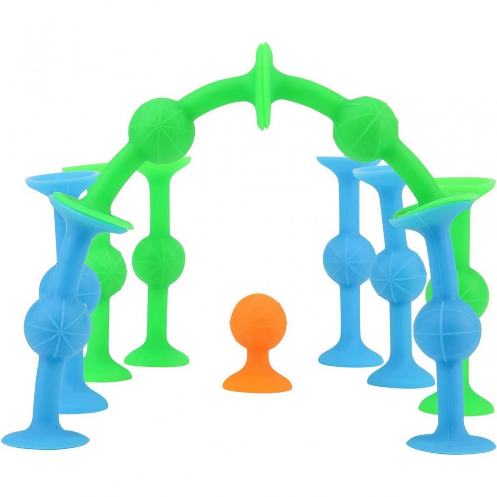 Tisch Silikon-Dartspiel zwei Farben mit Saugnapf für flache Oberflächen (9 Stück) - Blau/grün