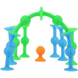 Tisch Silikon-Dartspiel zwei Farben mit Saugnapf für flache Oberflächen (9 Stück) - Blau/grün