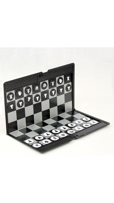 Jeu d'&eacute;checs format portefeuille pliable plat portable ultra compact facile &agrave; ranger avec pi&egrave;ces aimant&eacute;es