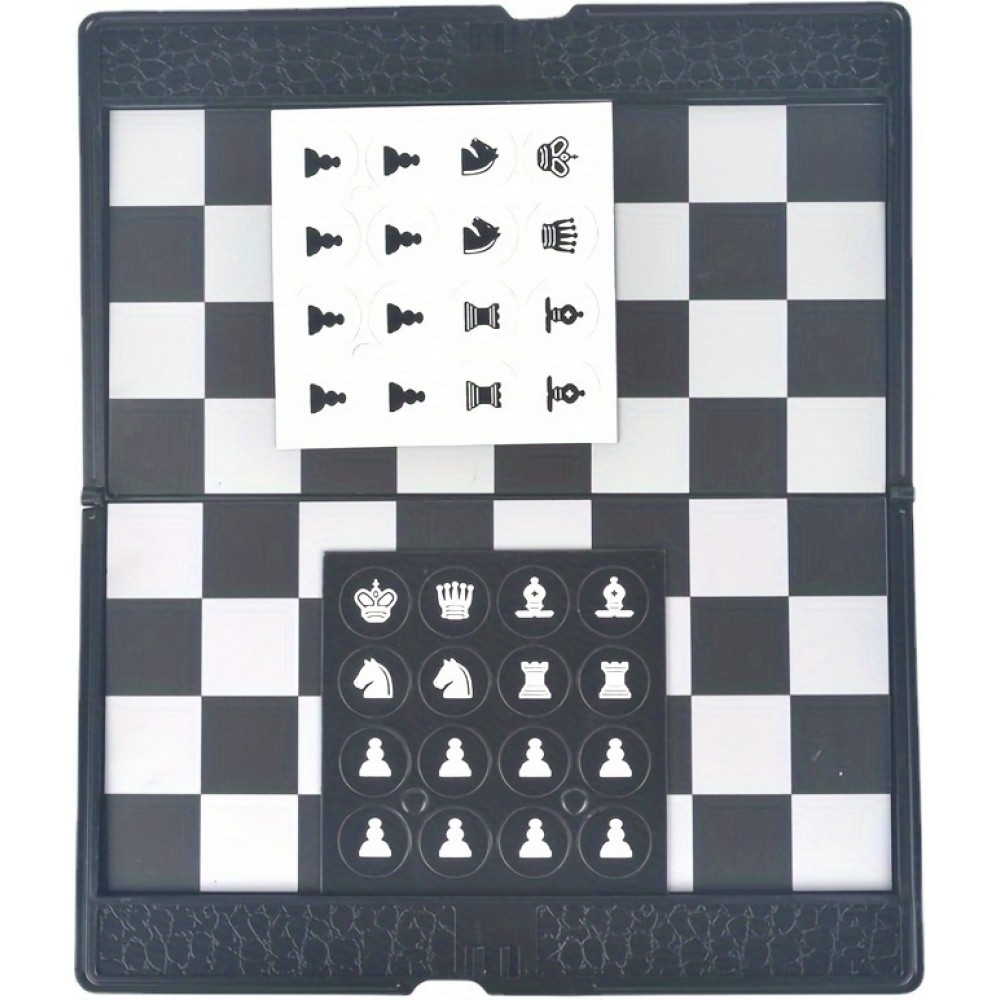 Jeu d'&eacute;checs format portefeuille pliable plat portable ultra compact facile &agrave; ranger avec pi&egrave;ces aimant&eacute;es