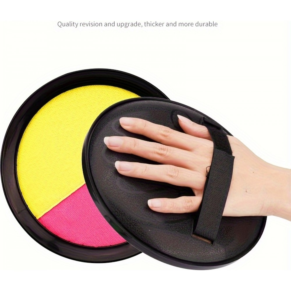 Velcro Haftscheiben Spielset mit Fangball für Kinder und Erwachsene (2 Scheiben und 1 Ball) - Rosa/Gelb