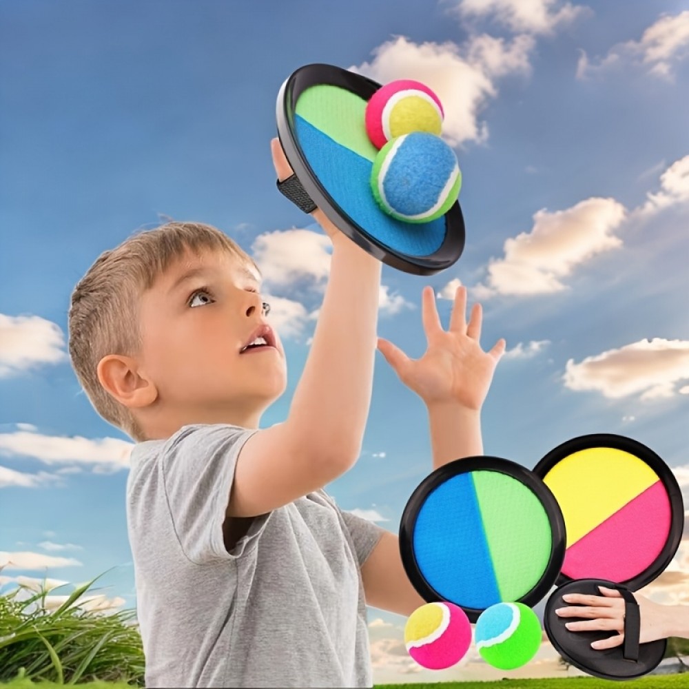 Velcro Haftscheiben Spielset mit Fangball für Kinder und Erwachsene (2 Scheiben und 1 Ball) - Rosa/Gelb