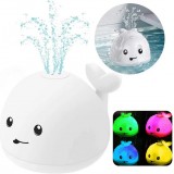 Jouet mignon baleine pour baignoire avec lumière LED et fonction éclaboussure pour bébé - Blanc