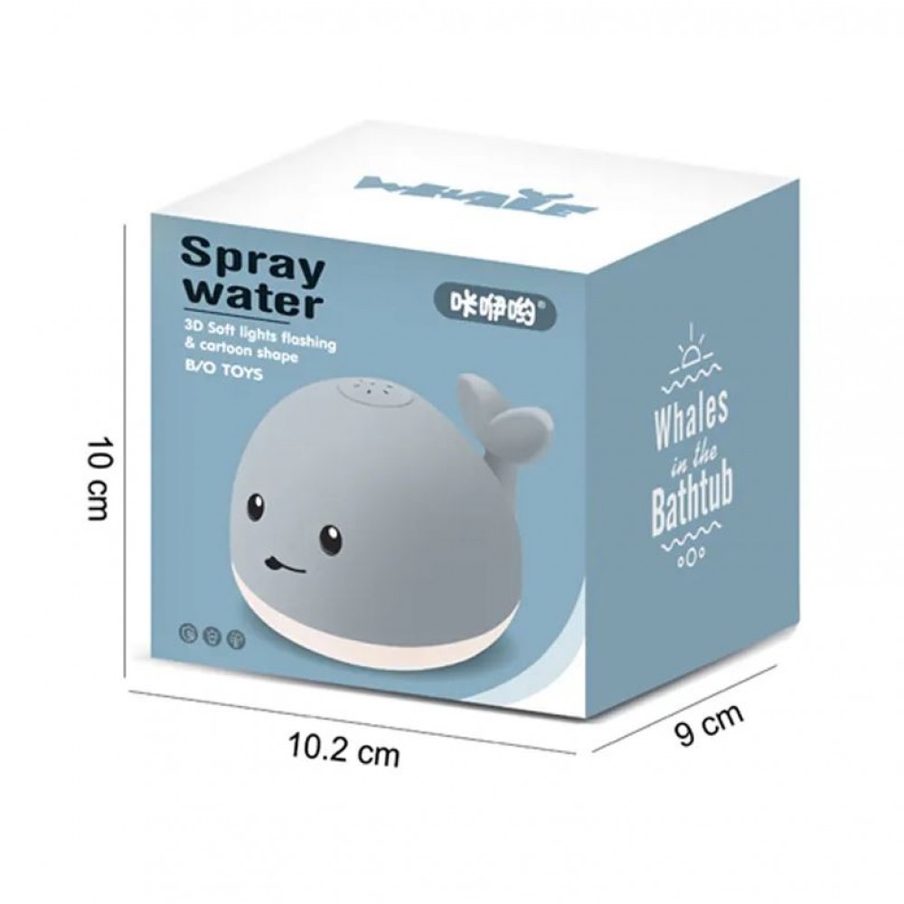 Jouet mignon baleine pour baignoire avec lumière LED et fonction éclaboussure pour bébé - Blanc