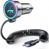 Joyroom Adaptateur allume-cigare 3en1 60W Fast Charger avec câble USB-C intégré & port USB-C + USB-A QC3.0 (JR-CL07)
