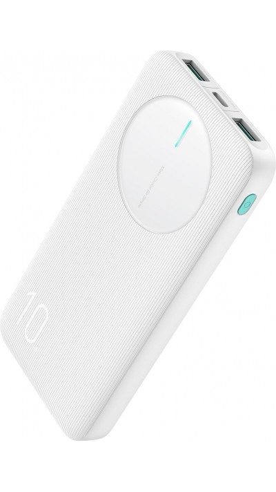 Joyroom Powerbank 3 en 1 avec capacité de 10000mAh clean Design 2x USB-A 2.4 & 1x USB-C (In+Out) - Blanc