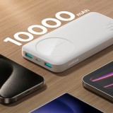 Joyroom 3 in 1 Powerbank mit 10000mAh Kapazit&auml;t clean Design 2x USB-A 2.4 & 1x USB-C (In+Out) - Weiss