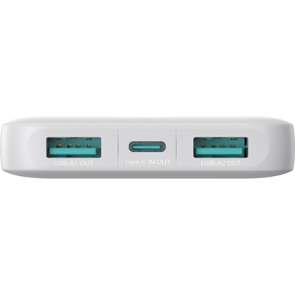 Joyroom 3 in 1 Powerbank mit 10000mAh Kapazit&auml;t clean Design 2x USB-A 2.4 & 1x USB-C (In+Out) - Weiss