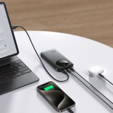 Joyroom Powerbank 3 en 1 avec capacit&eacute; de 10000mAh clean Design 2x USB-A 2.4 & 1x USB-C (In+Out) - Noir