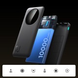 Joyroom Powerbank 3 en 1 avec capacit&eacute; de 10000mAh clean Design 2x USB-A 2.4 & 1x USB-C (In+Out) - Noir