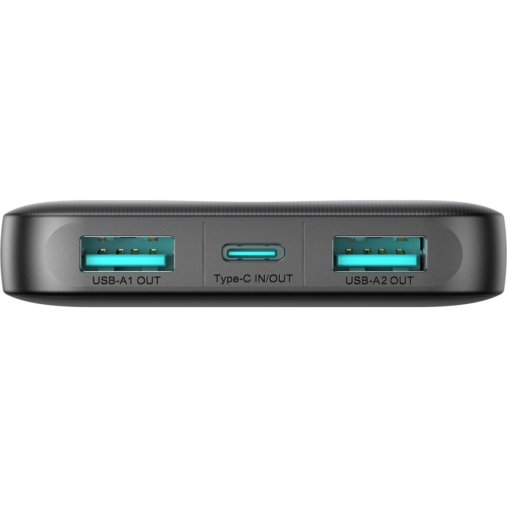 Joyroom Powerbank 3 en 1 avec capacit&eacute; de 10000mAh clean Design 2x USB-A 2.4 & 1x USB-C (In+Out) - Noir