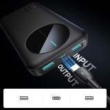 Joyroom Powerbank 3 en 1 avec capacit&eacute; de 10000mAh clean Design 2x USB-A 2.4 & 1x USB-C (In+Out) - Noir