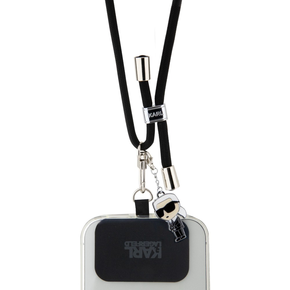 Karl Lagerfeld lanière amovible et réglable avec pendentif métallique de Karl - Noir