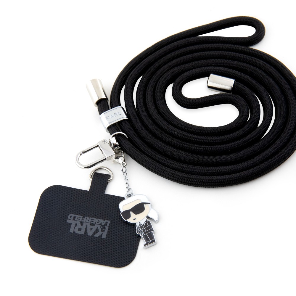 Karl Lagerfeld lanière amovible et réglable avec pendentif métallique de Karl - Noir