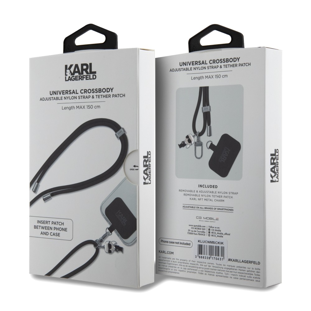 Karl Lagerfeld lanière amovible et réglable avec pendentif métallique de Karl - Noir