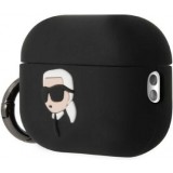 Coque AirPods Pro / Pro 2 - Karl Lagerfeld silicone 3D tête Karl - Noir