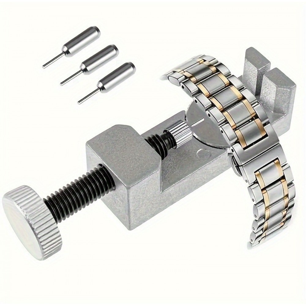 Kit de r&eacute;glage montre avec extracteur de goupille et outils de r&eacute;paration pour bracelet en m&eacute;tal - Argent