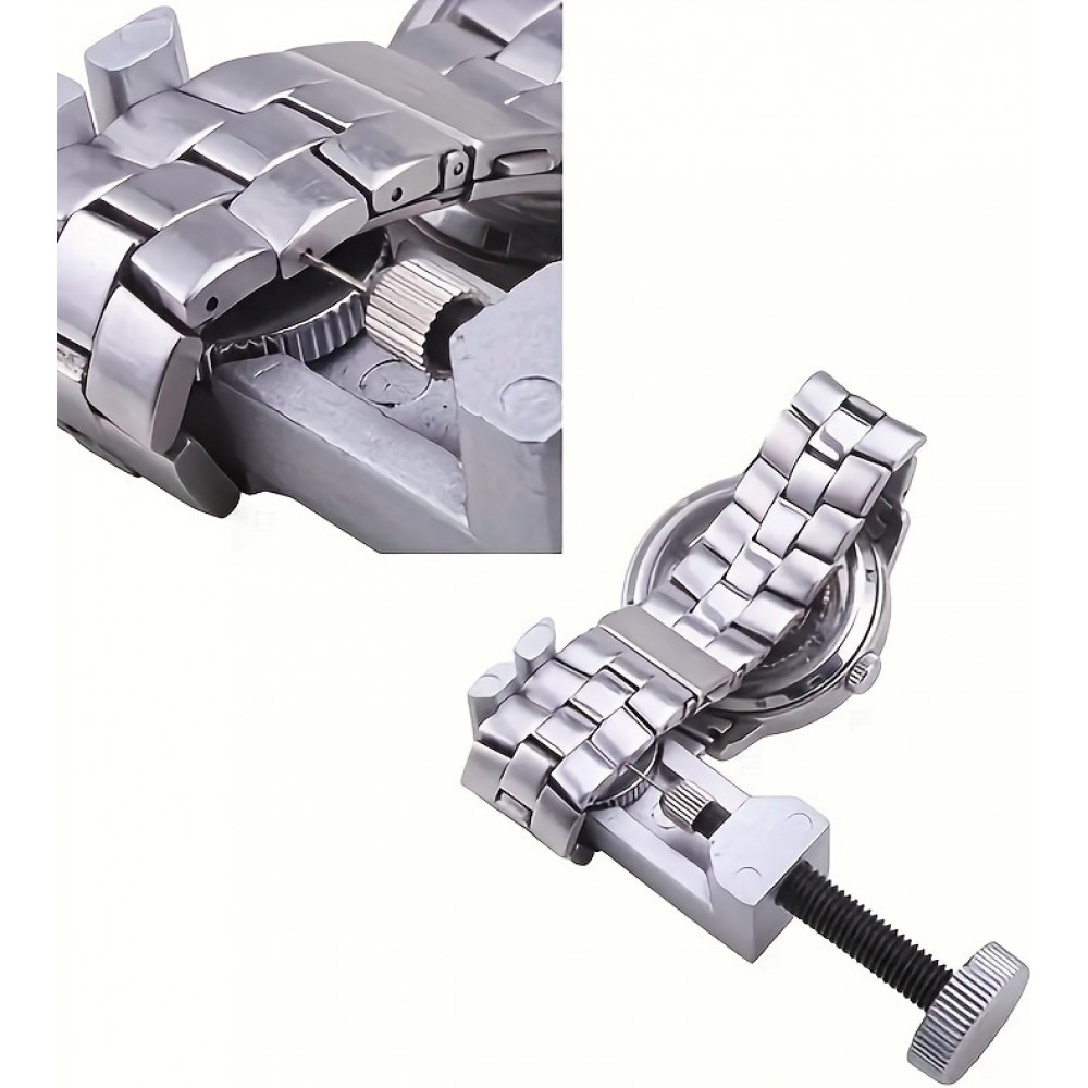 Kit de r&eacute;glage montre avec extracteur de goupille et outils de r&eacute;paration pour bracelet en m&eacute;tal - Argent