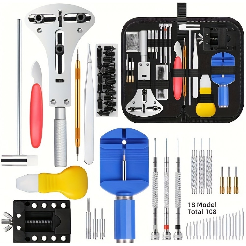 Kit outils r&eacute;paration montre (147 pi&egrave;ces) set d'horloger complet - Noir