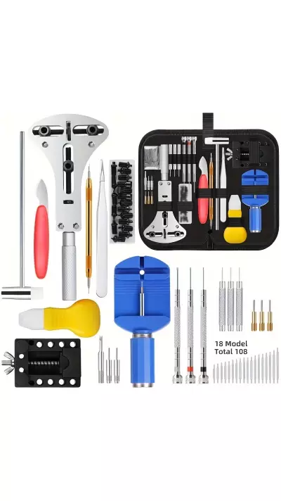 Kit outils r&eacute;paration montre (147 pi&egrave;ces) set d'horloger complet - Noir