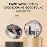 Lenovo LP8 Pro Ecouteurs Bluetooth sans fil In-Ear BT 5.2 avec étui de chargement transparent - Noir