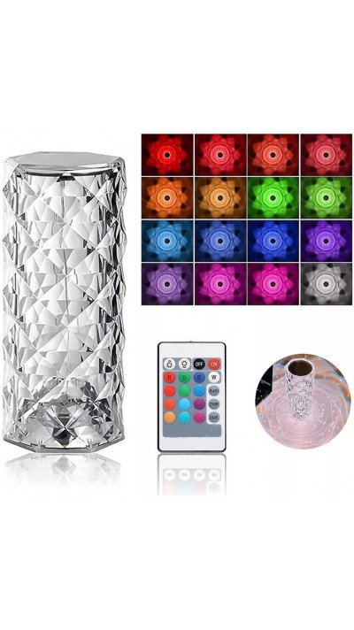 Lampe d’ambiance tactile portable sans fil effet cristal LED multicolore 16 couleurs - Grande taille (21,5 cm)