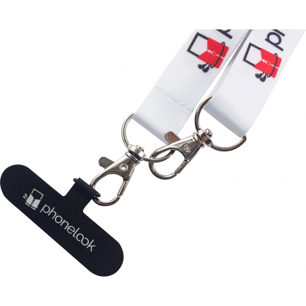 Lani&egrave;re universelle attache-t&eacute;l&eacute;phone tour de cou compatible avec toutes les coques - Blanc