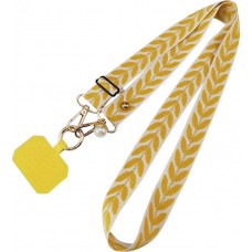 Lanière universelle de téléphone élégante et ajustable en tissu avec fausse perle - Jaune
