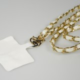 Lanière/lacet élégante et sophistiquée universelle pour smartphone en similicuir et métal - Blanc