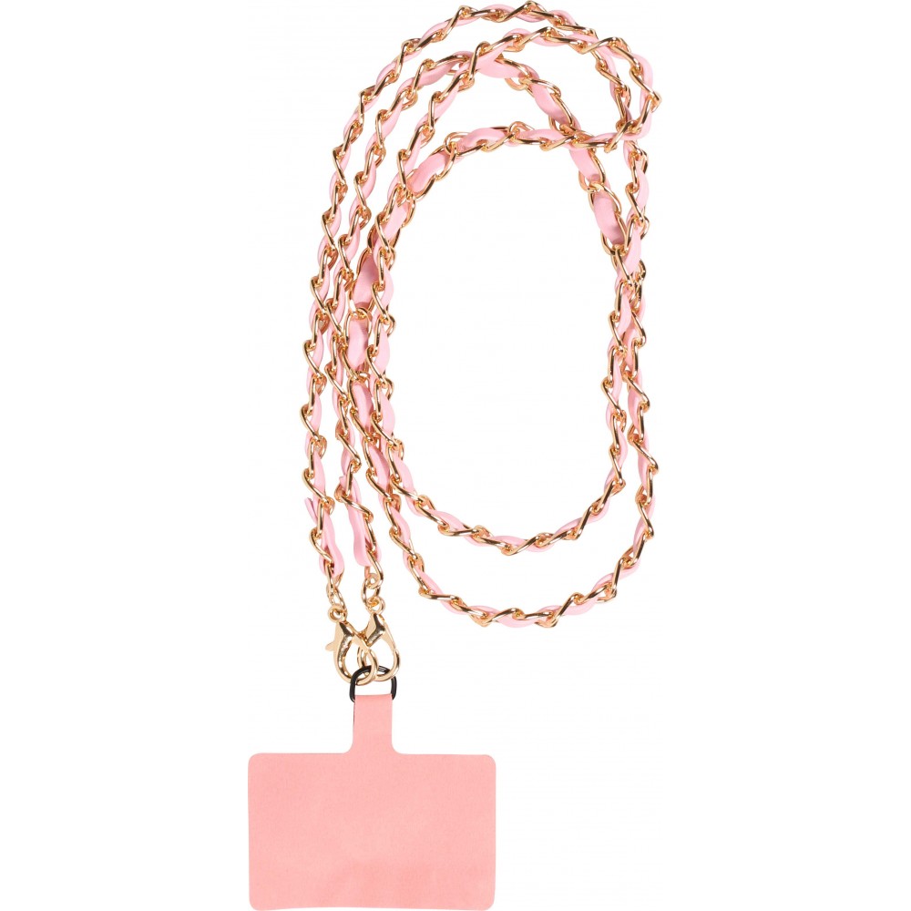 Lanière/lacet élégante et sophistiquée universelle pour smartphone en similicuir et métal - Rose