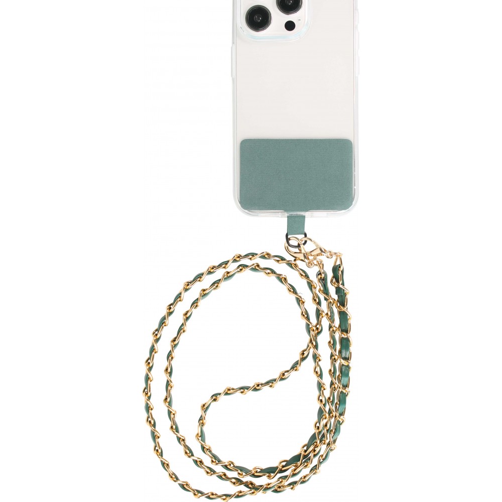 Lanière/lacet élégante et sophistiquée universelle pour smartphone en similicuir et métal - Vert