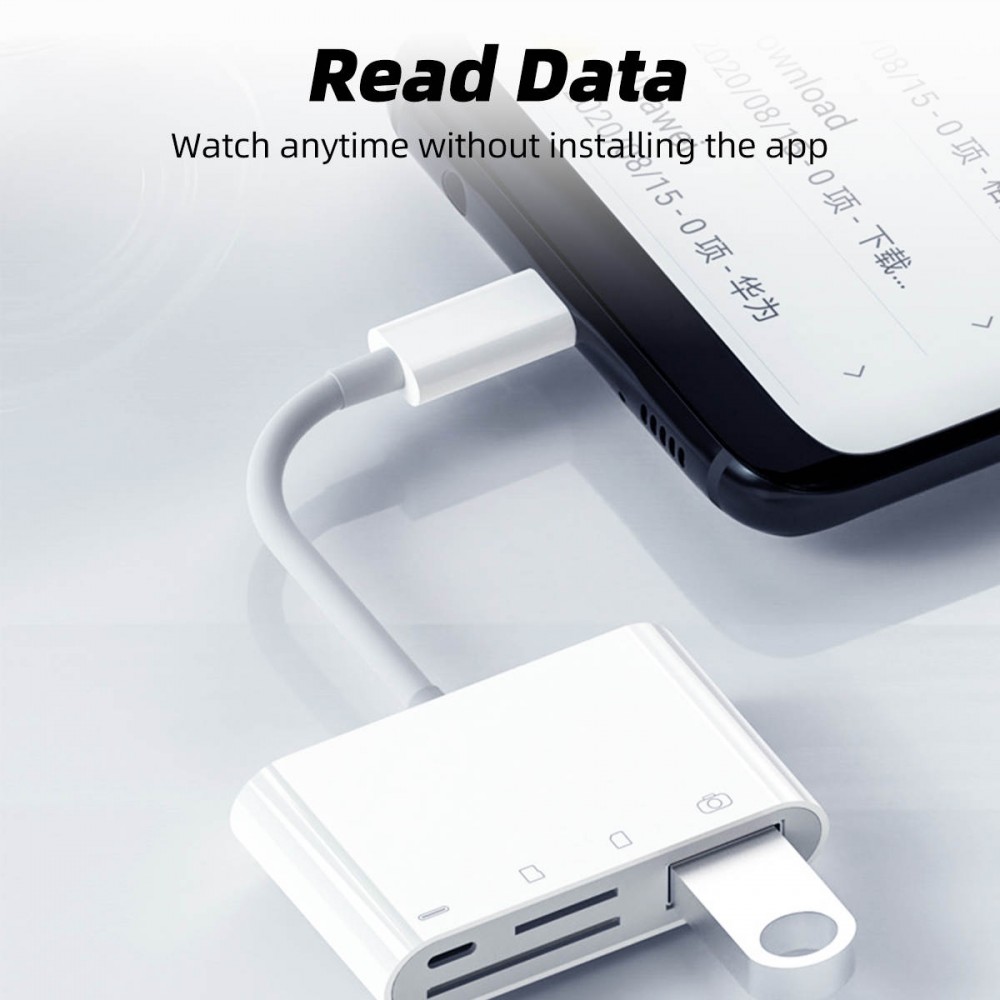 Lecteur USB-C vers cartes mémoire SD & Micro-SD et USB (4 en 1) pour MacBook & iPad - Blanc