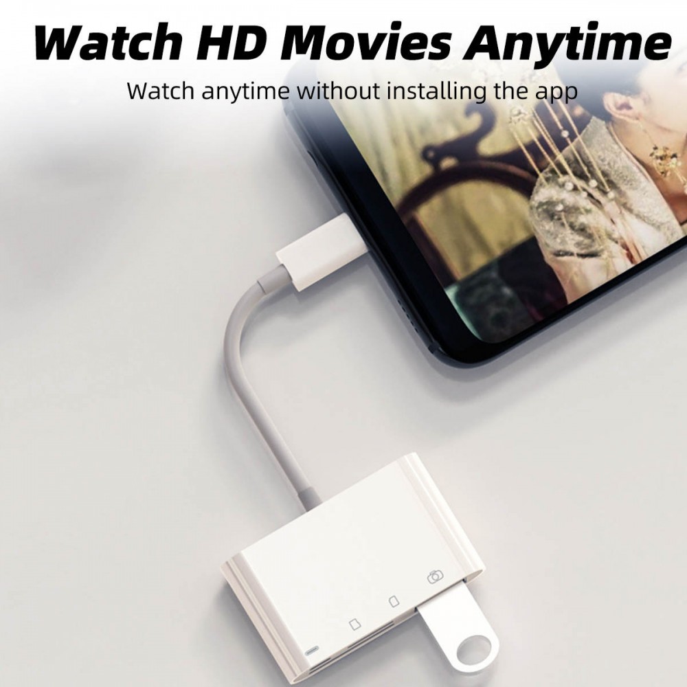 Lecteur USB-C vers cartes mémoire SD & Micro-SD et USB (4 en 1) pour MacBook & iPad - Blanc