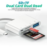 Lecteur USB-C vers cartes mémoire SD & Micro-SD et USB (4 en 1) pour MacBook & iPad - Blanc