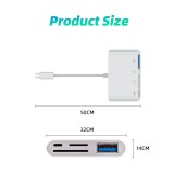 Lecteur USB-C vers cartes mémoire SD & Micro-SD et USB (4 en 1) pour MacBook & iPad - Blanc