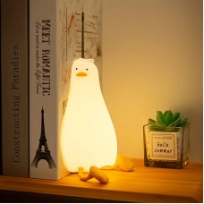 Lumière de nuit veilleuse canard mignon en silicone avec fonction tactile + USB-C - Blanc