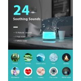 Machine à bruit blanc rechargeable avec lumières colorées (24 sons apaisants et minuterie) pour enfants et adultes