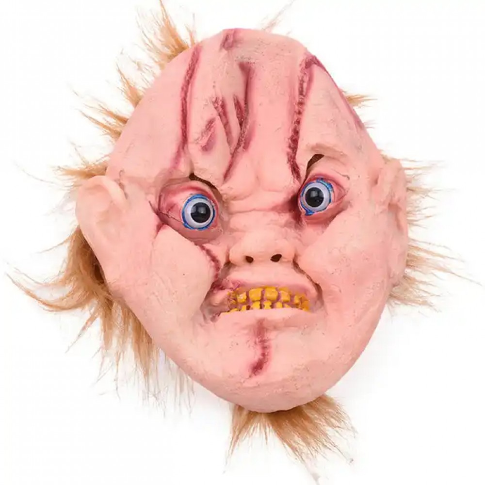 Gruselige Halloween-Maske mit integrierter Perücke und Glubschaugen