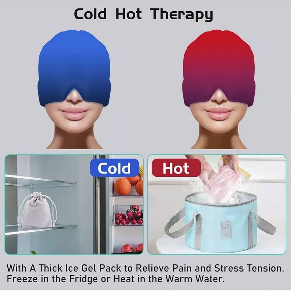 Masque / bonnet universel anti-migraine thérapie froid et chaud pour adulte - Violet