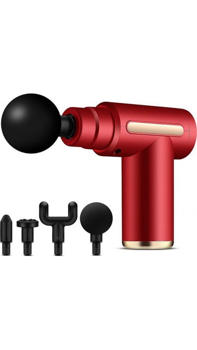 Massage Gun - Pistolet de massage électronique pour détendre les muscles et relacher le stress, incl. accessoires interchangeables - Rouge