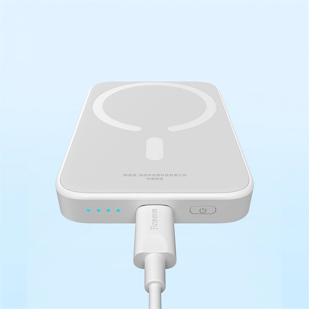 Mini batterie Externe Baseus MagSafe 6000mAh 20W avec Câble USB-C Power Bank - Blanc